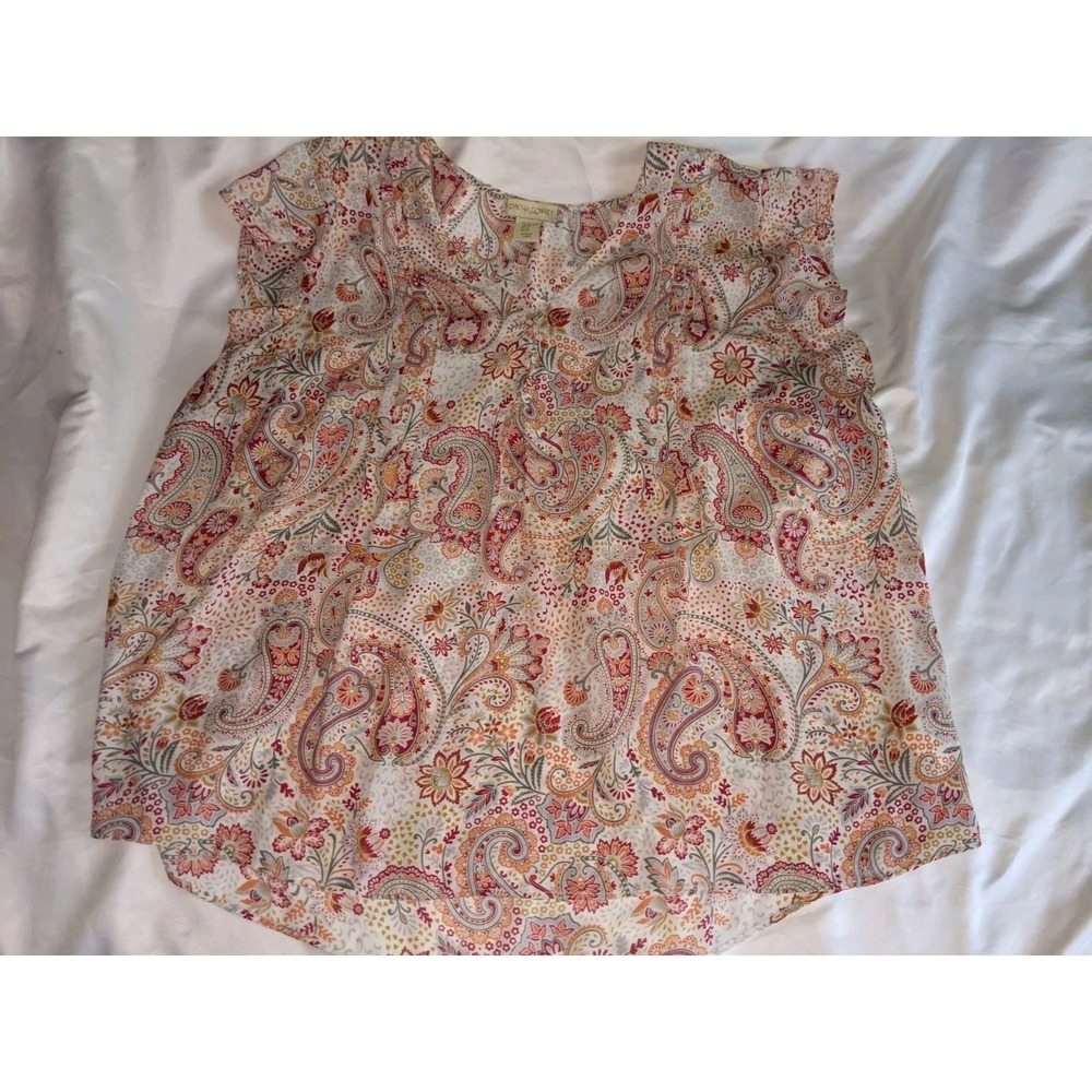 Cynthia Rowley Cream Paisley Print Cap Sleeve Blouse